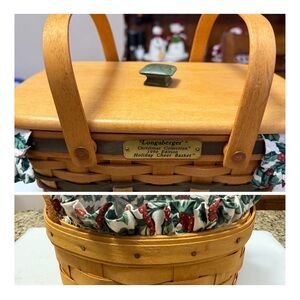 2-Longaberger Christmas Collection Basket with Festive Liner